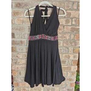 White House Black Market Halter Embellished Beaded Little Black Dress Size 8 EUC